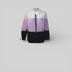 SHEIN White and Purple Bomber Jacket Lightweight Colorblock